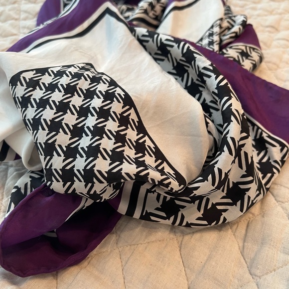 Whbm  Purple and Black Square Scarf - Picture 3 of 4
